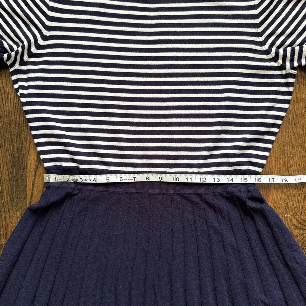 Draper James Knit Dress XXL Nautical Striped Ruffle Sleeve Pleated Skirt Stretch - Picture 7 of 13